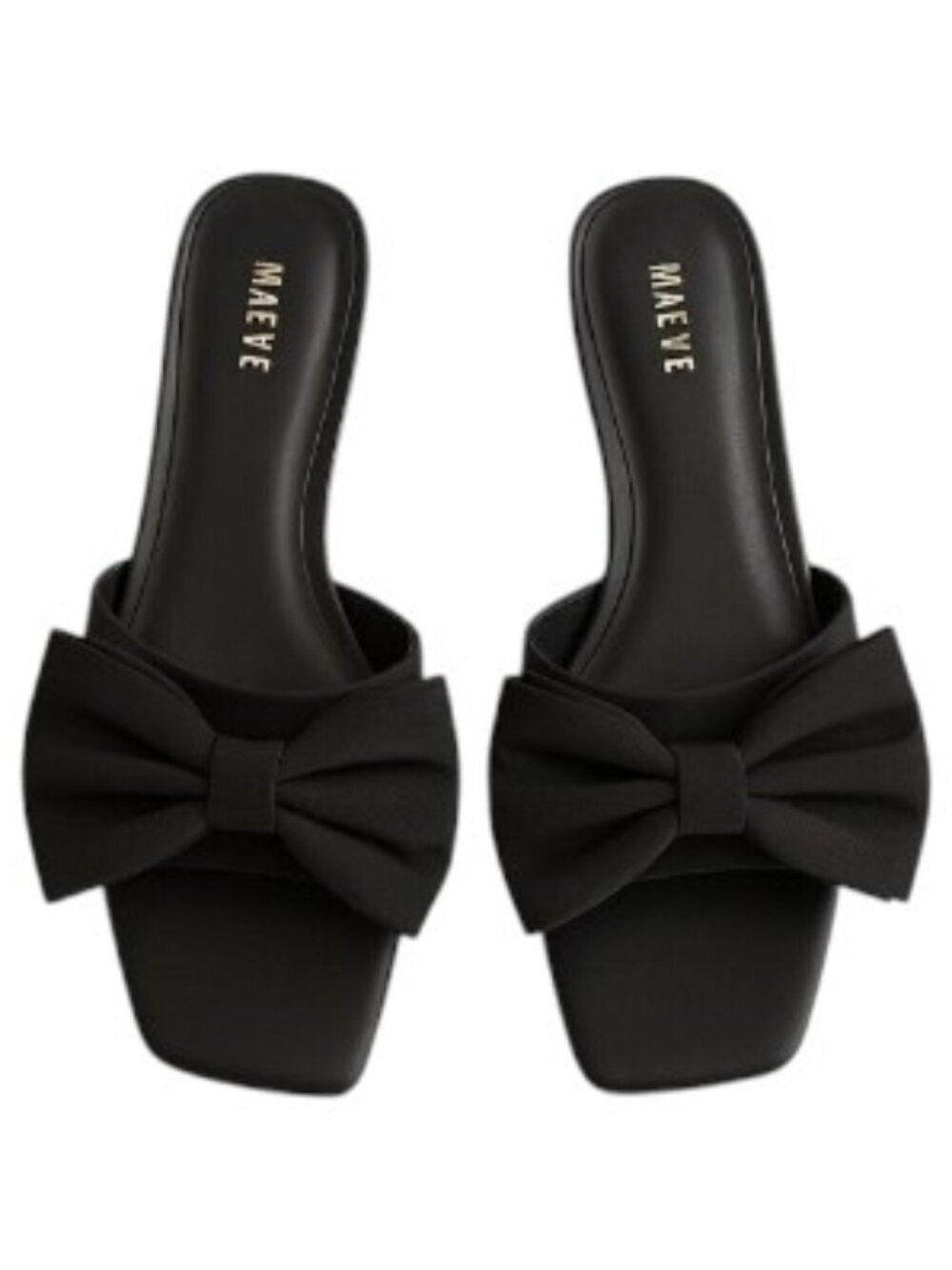 Maeve by Anthropologie Bow Micro Wedge Sandals in Black Size10 NEW